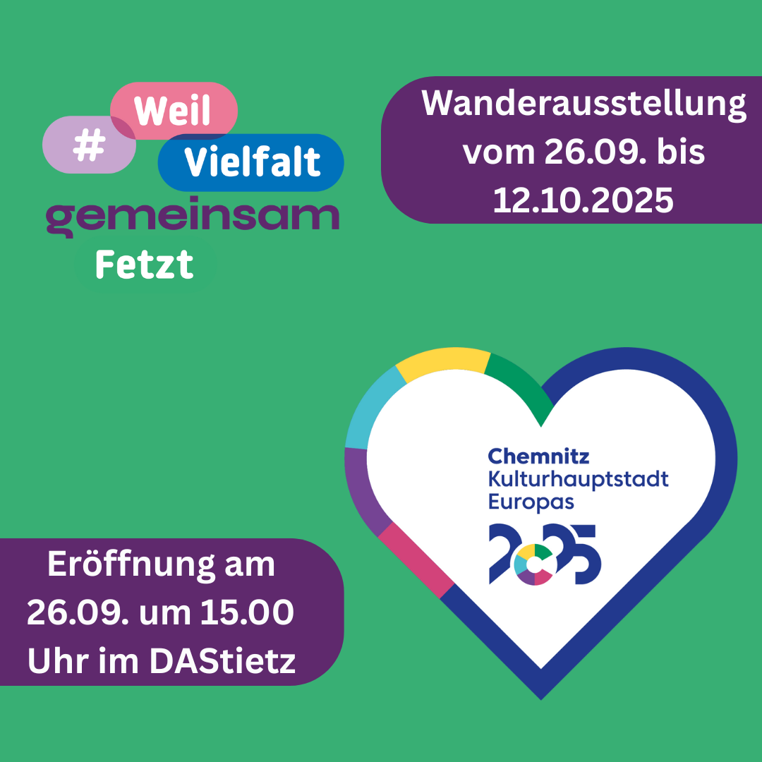 Featured image for “Chemnitz 2025 – die Wanderausstellung „Weil Vielfalt fetzt“ ist stolzer Partner des Programms”